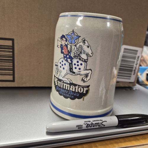bin57 DK vintage Pschorr-Bräu Animator stein from Munich *wrapped*