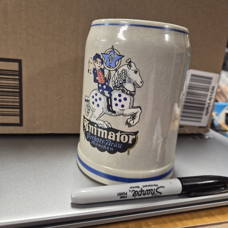 bin57 DK vintage Pschorr-Bräu Animator stein from Munich *wrapped*
