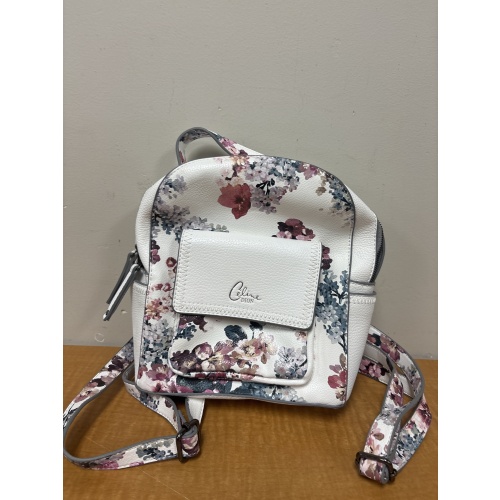 Bin39 ts Celine Dion small white floral backpack