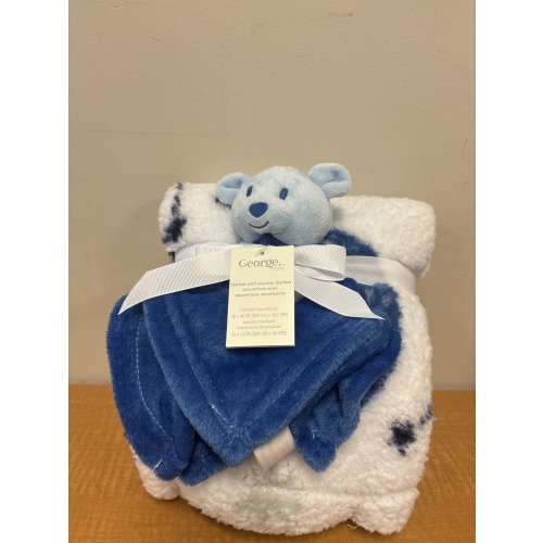 Bin60 ts Blue/white blanket with security blanket new