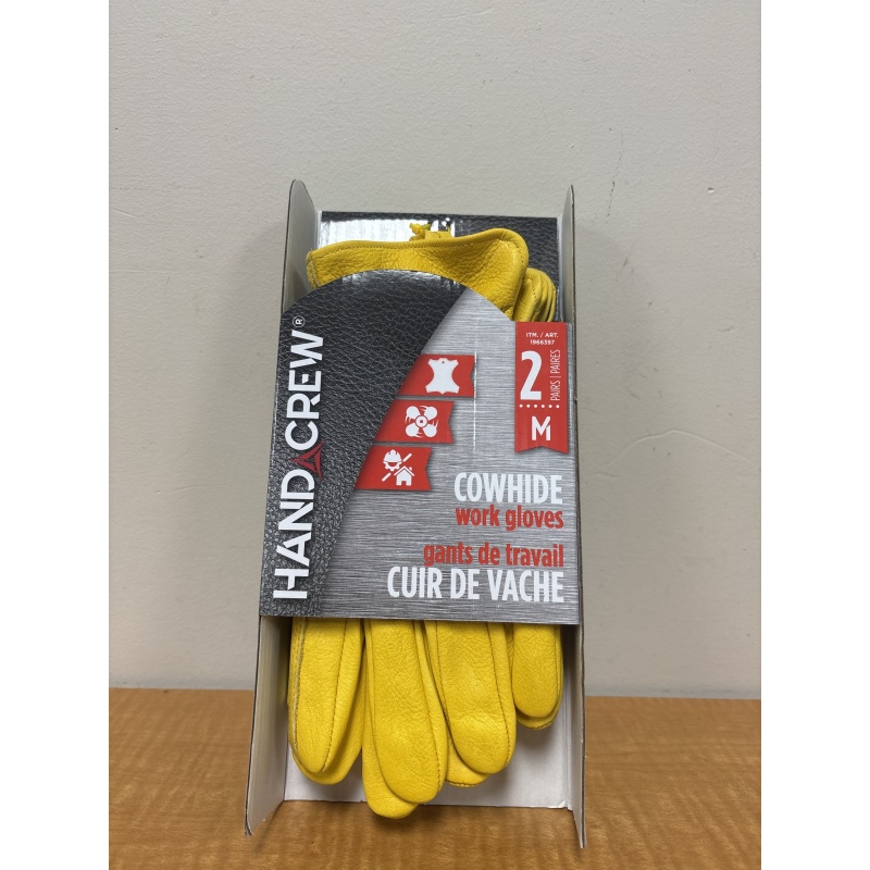 Bin4 ts Hand Crew cowhide work gloves 2 pack new size medium