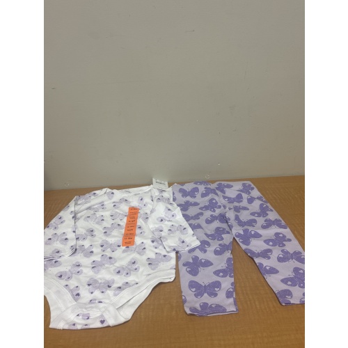 Bin64 ts 12-18mo white/purple onesie/pants new