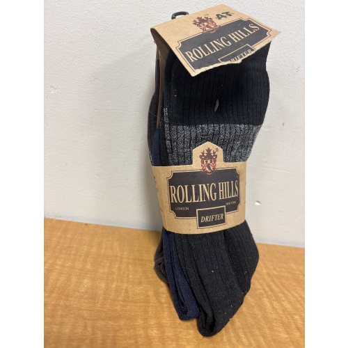 Bin10 ts Rolling Hills adult free size socks 3 pairs new