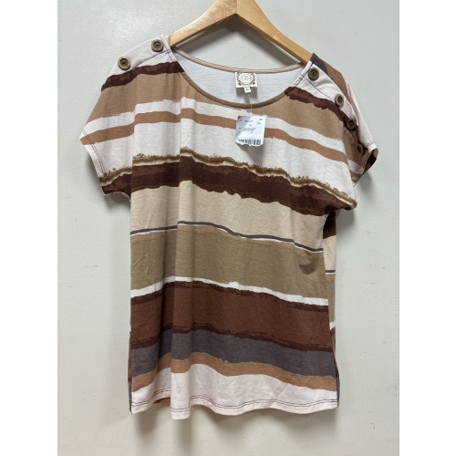 Bin84 ts Truself women’s small brown striped shirt new