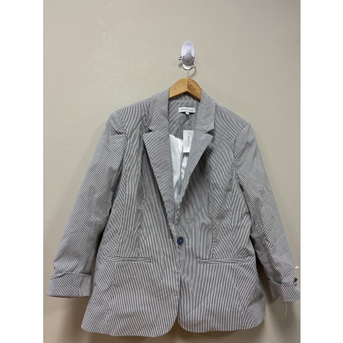 Bin56 ts Marie Claire women’s 5 grey/white striped blazer new