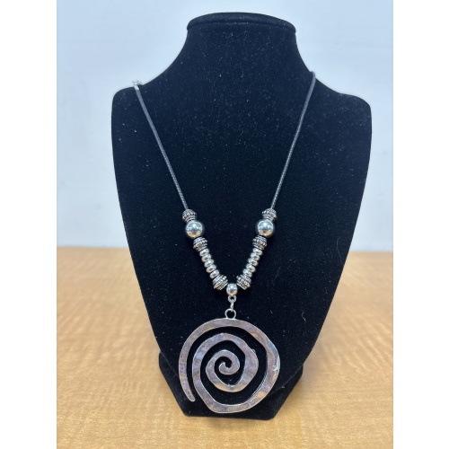 BinJ ts Necklace with silver coloured spiral pendant