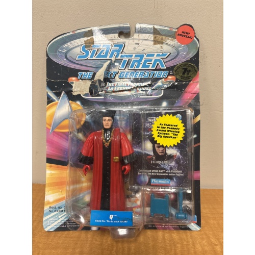 Bin59 ts Star Trek The Next Generation Action FigureQ In Robes Playmates MOC- box damaged