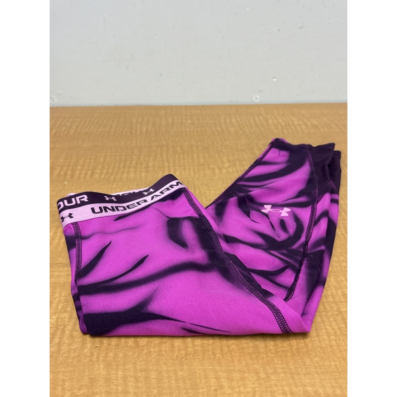 Bin34 ts Underarmour girls medium pink/black leggings
