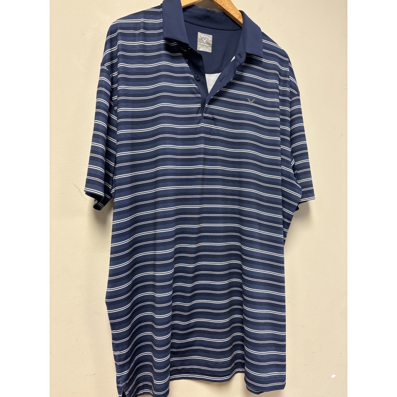 Bin90 ts Callaway men’s large navy with white striped shirt
