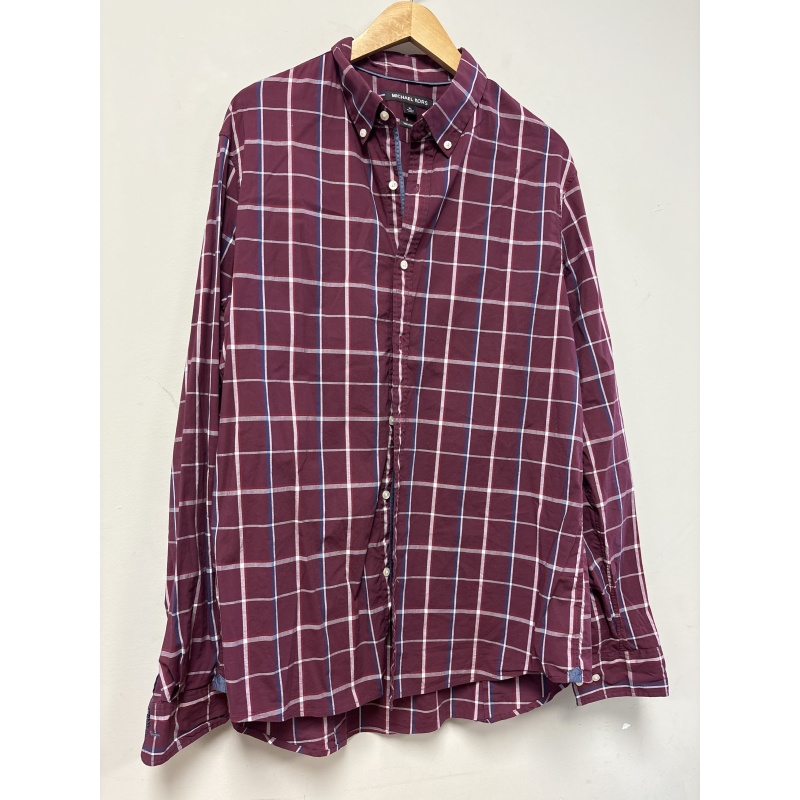 Bin90 ts Michael Kors men’s XL maroon checkered shirt