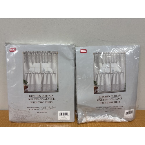 Bin38 ts New Kitchen curtain one swag valance (57”x32”) and two tiers (29”x32”) - two included