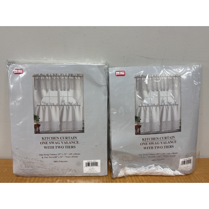 Bin38 ts New Kitchen curtain one swag valance (57”x32”) and two tiers (29”x32”) - two included