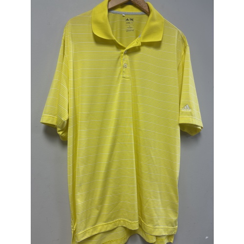 Bin31 ts Adidas men’s XL yellow with white stripes shirt