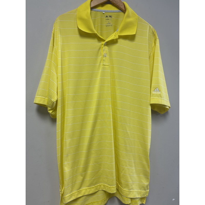 Bin31 ts Adidas men’s XL yellow with white stripes shirt