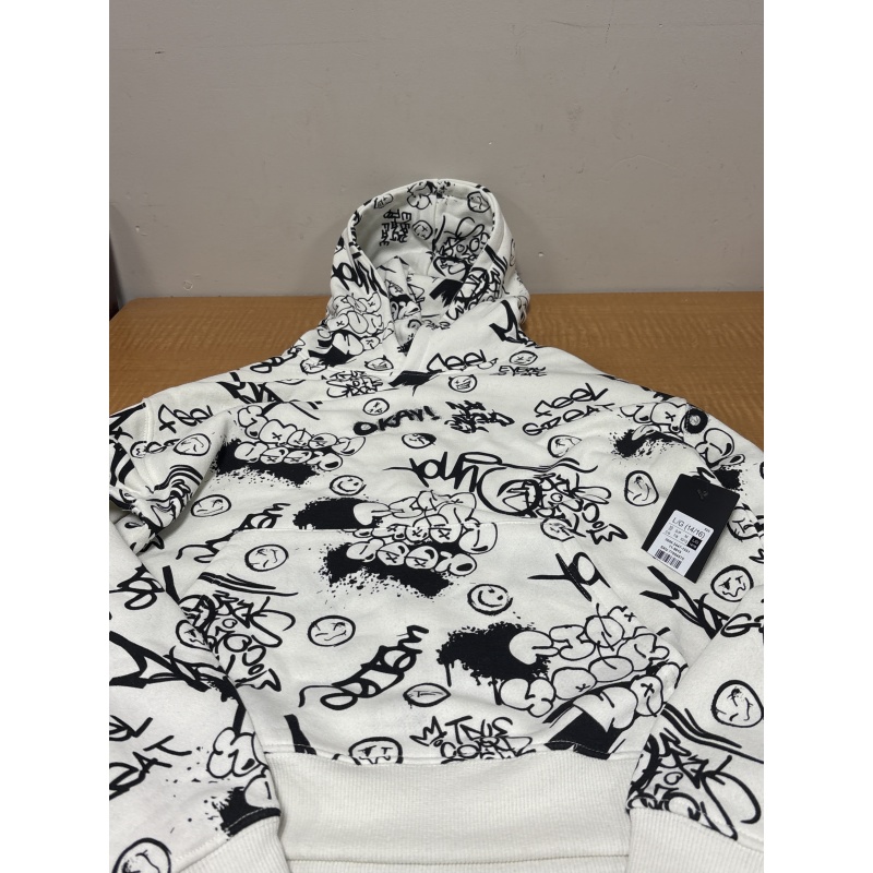 Bin29 ts New U Kids youth large 14/16 white with black hoodie