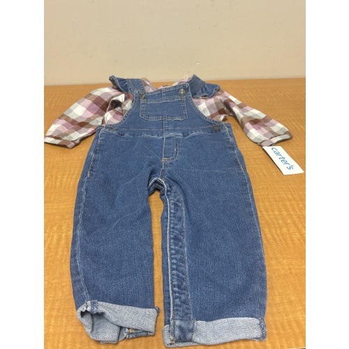 Bin6 ts New Carter’s 18mo overalls with plaid shirt new