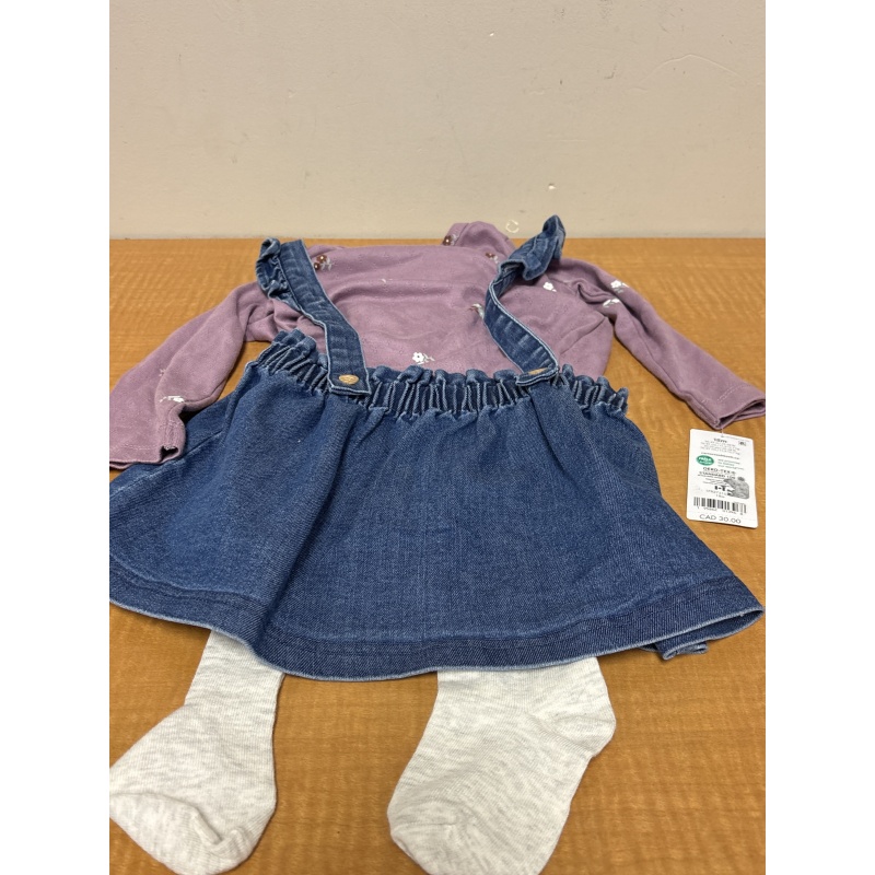 Bin6 ts New Carter’s 18mo purple top/jean skirt/grey leggings