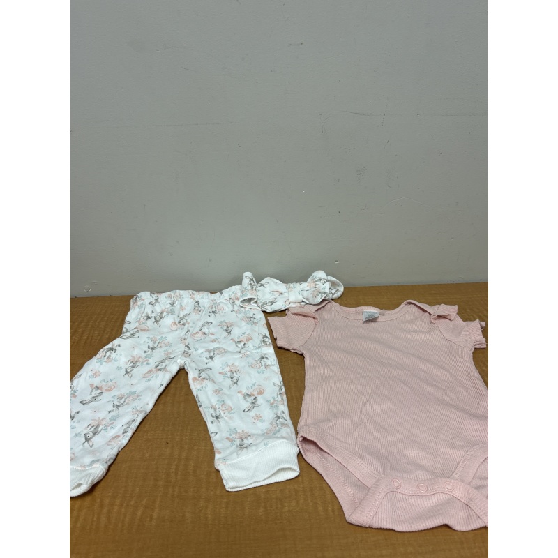 Bin6 ts Kyle&Deena 6-9mo pink onesie/white pants and headband