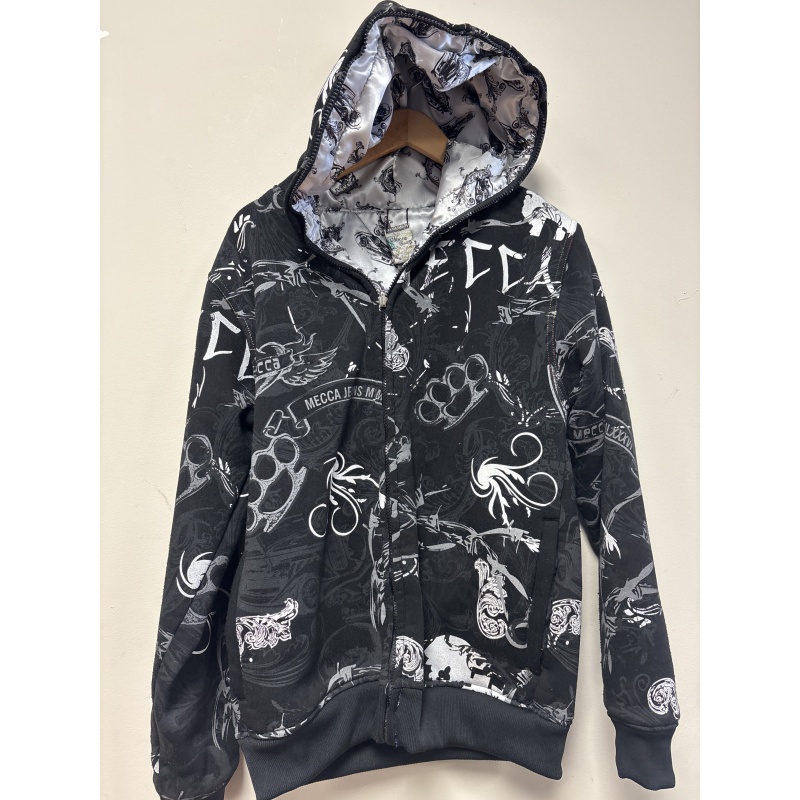 Bin35 ts Mecca Jeans youth 18/20 black with white zip up appears reversible