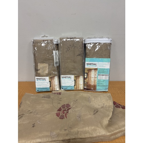LG6 ts Martha Stewart Living "Embroidered Garden" rod pocket curtain panel, measuring 52 inches by 84 inches- 4 included one not in packaging (in bag)