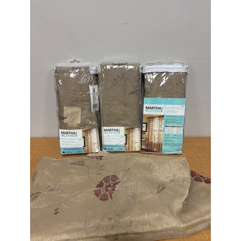 LG6 ts Martha Stewart Living "Embroidered Garden" rod pocket curtain panel, measuring 52 inches by 84 inches- 4 included one not in packaging (in bag)